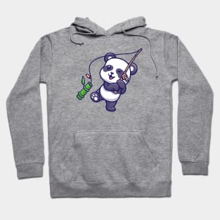 Cute Panda Fishing Bamboo Cartoon Hoodie